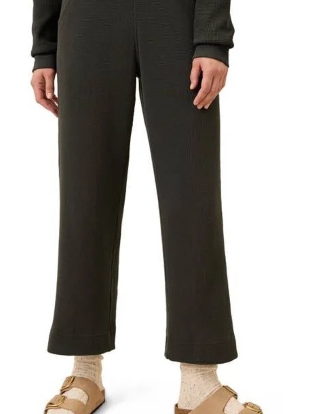 Pact | Organic Cotton Cropped Wide-Leg Knit Pants in Dark Gray